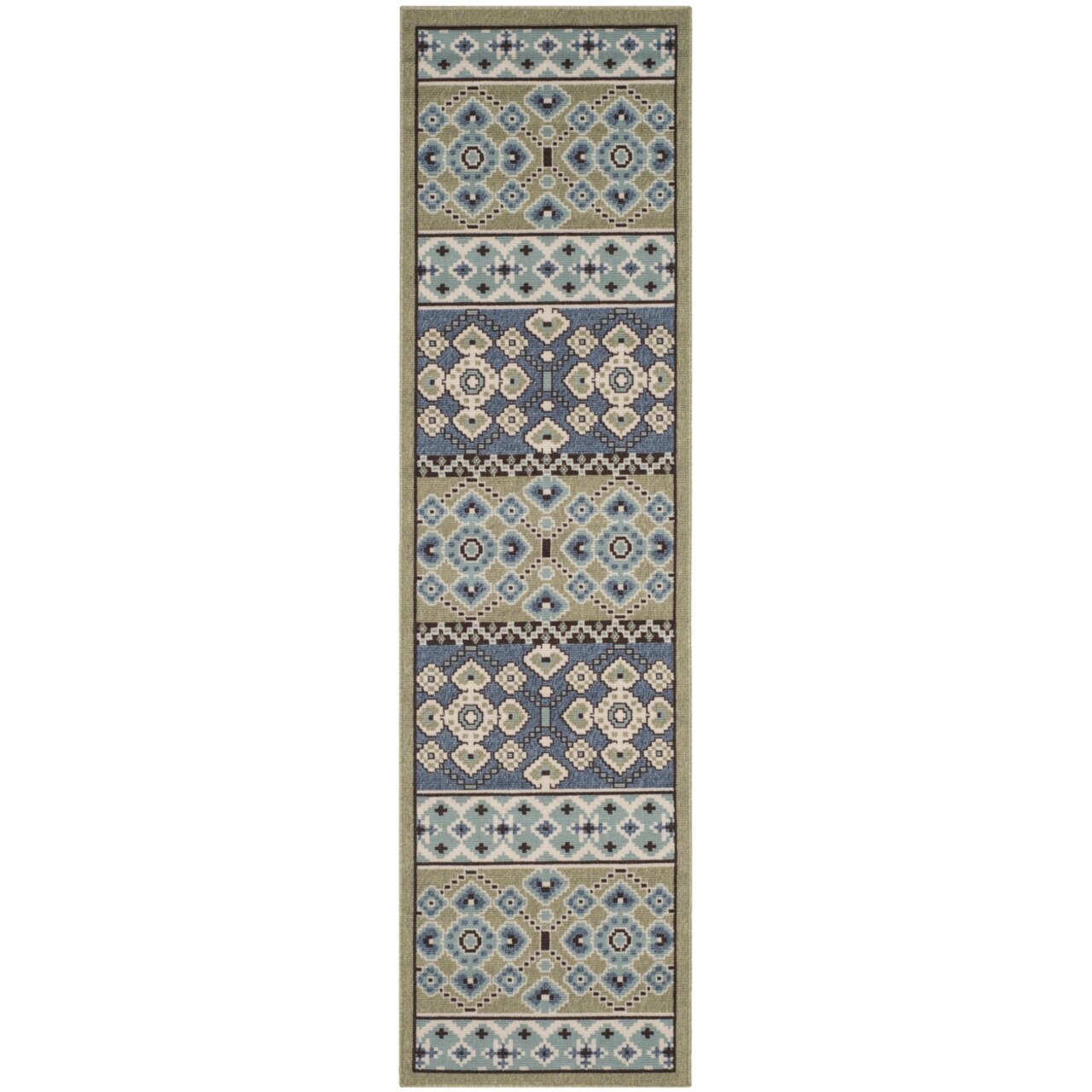 Safavieh Outdoor Ver093-0642 Veranda Green / Blue Rug Traditional High Traffic